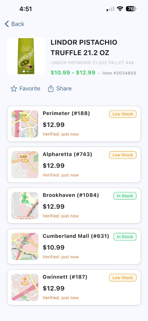 Product detail with prices and stock status by warehouse